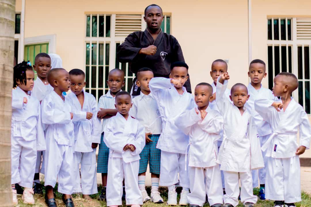 Students at Le Bambin de Saint Joseph School playing karate